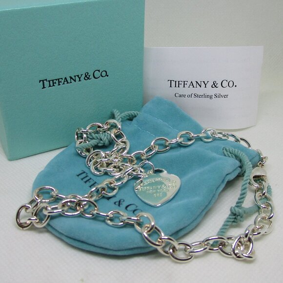 Tiffany sterling heart charm necklace